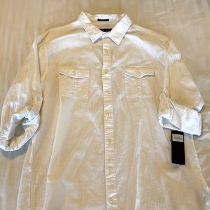 Marc Anthony white linen button down shirt